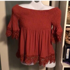 Rue21 Terracotta Lace Accent Blouse